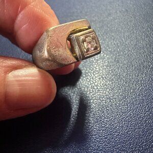 Vintage Unisex 925 Silver Ring with Large CZ Stone - 5.66 Grams